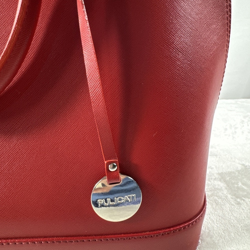 Pulicati Red Italian Leather Dome Bag - Picture 6 of 8
